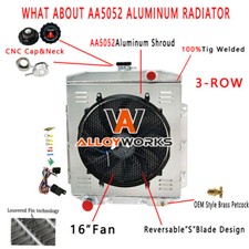 US 3 Row Radiator Shroud Fan Kits for 1954-1956 Ford Fairline Country Squire V8