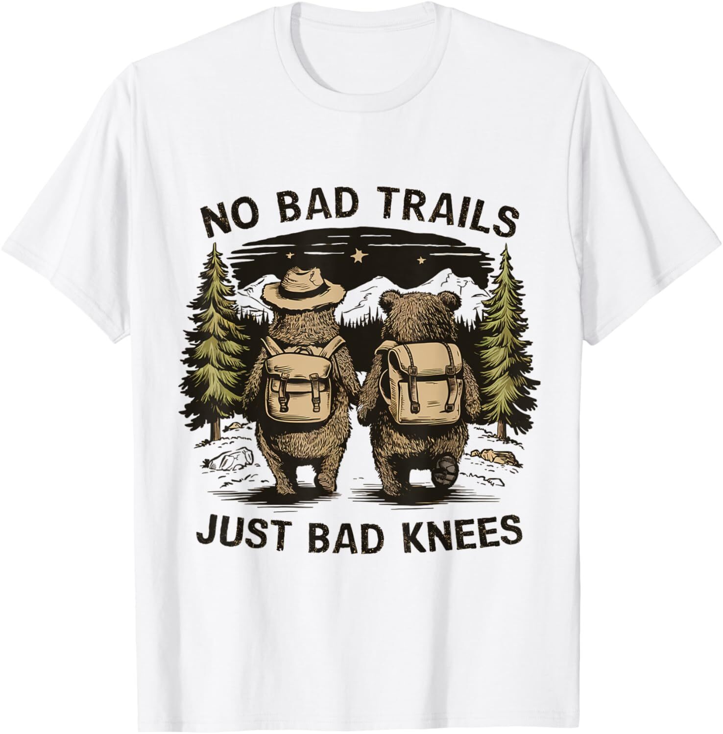 Camper No Bad Trails Just Bad Knees Retro Camping Camiseta Sudadera con Capucha