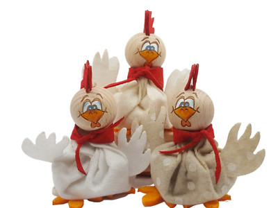 3er Set Huhn zu Ostern , Osterdekoration mit Anhänger Osterstrauß zur Osterzeit