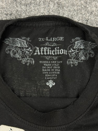 Affliction T-shirt Men's XXL Live Fast Lightweight Eagles Rhinestones Black - Picture 3 of 9