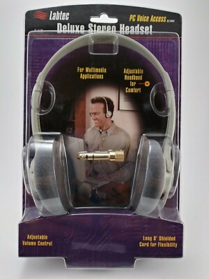 Labtec C-110 Deluxe Multimedia PC Stereo Headset with 3.5 mm gold jack ~SEALED~