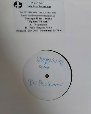 Durango-95 Feat. Sudha - Big Red Whoosh 12'' White Label Promo Vinyl  DF029