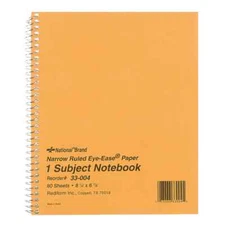 National Brand 1 Subject Notebook Brown Board Cover Spiral 8-1/4"X7" Narrow Rule