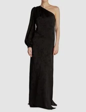 $2250 Johanna Ortiz Women's Black Paradise Found One-Shoulder Gown Dress Size 8