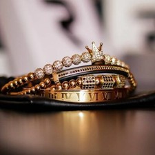 Gold Bracelet 4pc Set, Mens Bracelets, Bracelets For Men, Mens Jewellery,