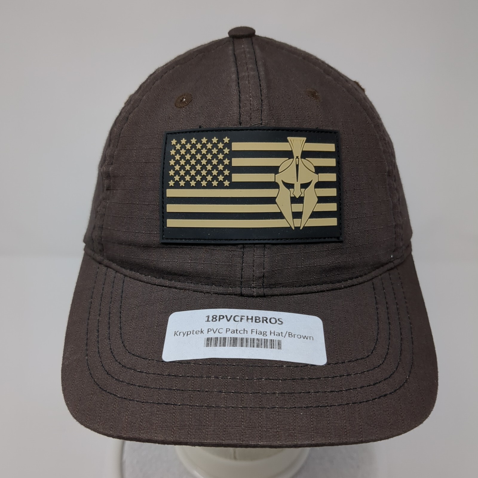 Kryptek PVC Patch Flag Strapback Hat Brown OS Adj… - image 2