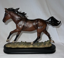 9" x 6 1/4" Resin Dark Brown Running Horse Collectible Figurine
