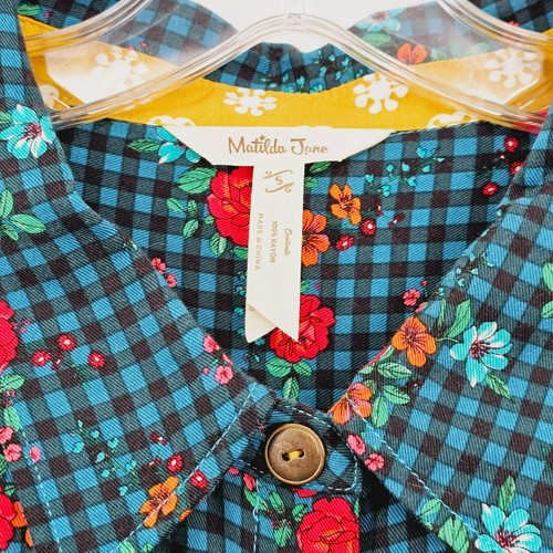 Vestido camisero Matilda Jane Fa La S multicolor a cuadros a cuadros manga enrollable botón - Imagen 2 de 11
