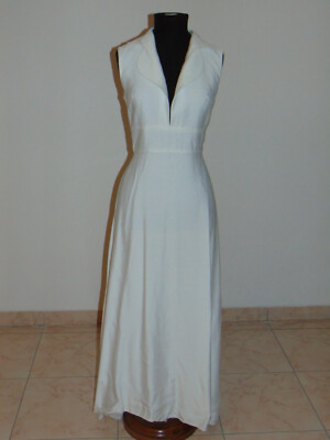VESTITO abito da sposa lungo in shantung di seta bianco incompiuto cucito  42 M | eBay