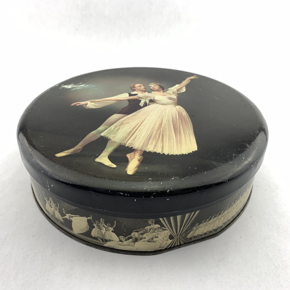 Carr & Co Early Vintage Biscuit Tin Ballerina Dance 12 MB Carr & Co Early Vintage Biscuit Tin Ballerina Dance 12 MB