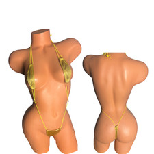 Gold metallic foil micro slingshot bikini exotic dancewear XS-XL thong bottom