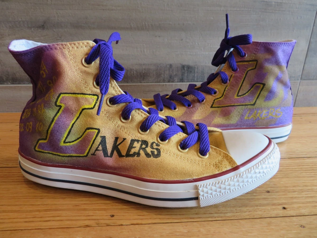 Converse LA Lakers Custom Hand Painted Shoe Size Mens 10.5 Women