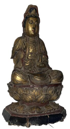 Antique 18th Century Gilt Lacquered Wood Hand Carved Buddha… - Picture 3 of 21