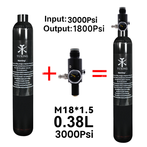 TUXING 3000Psi Pcp 0.38L 23Ci Aluminum Air Tank with Valve(Output:1800PSI)