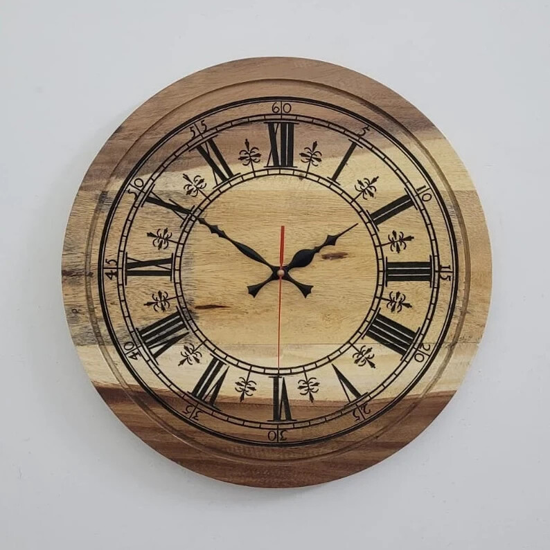 Wall Clock | Wood Engraved New Design | Wooden Clock | Handmade Wall Clock | New