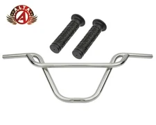 ALTA BMX Old School PRETZEL Chrome Handlebar W/ 125mm RETRO Super Star BMX GRIPS