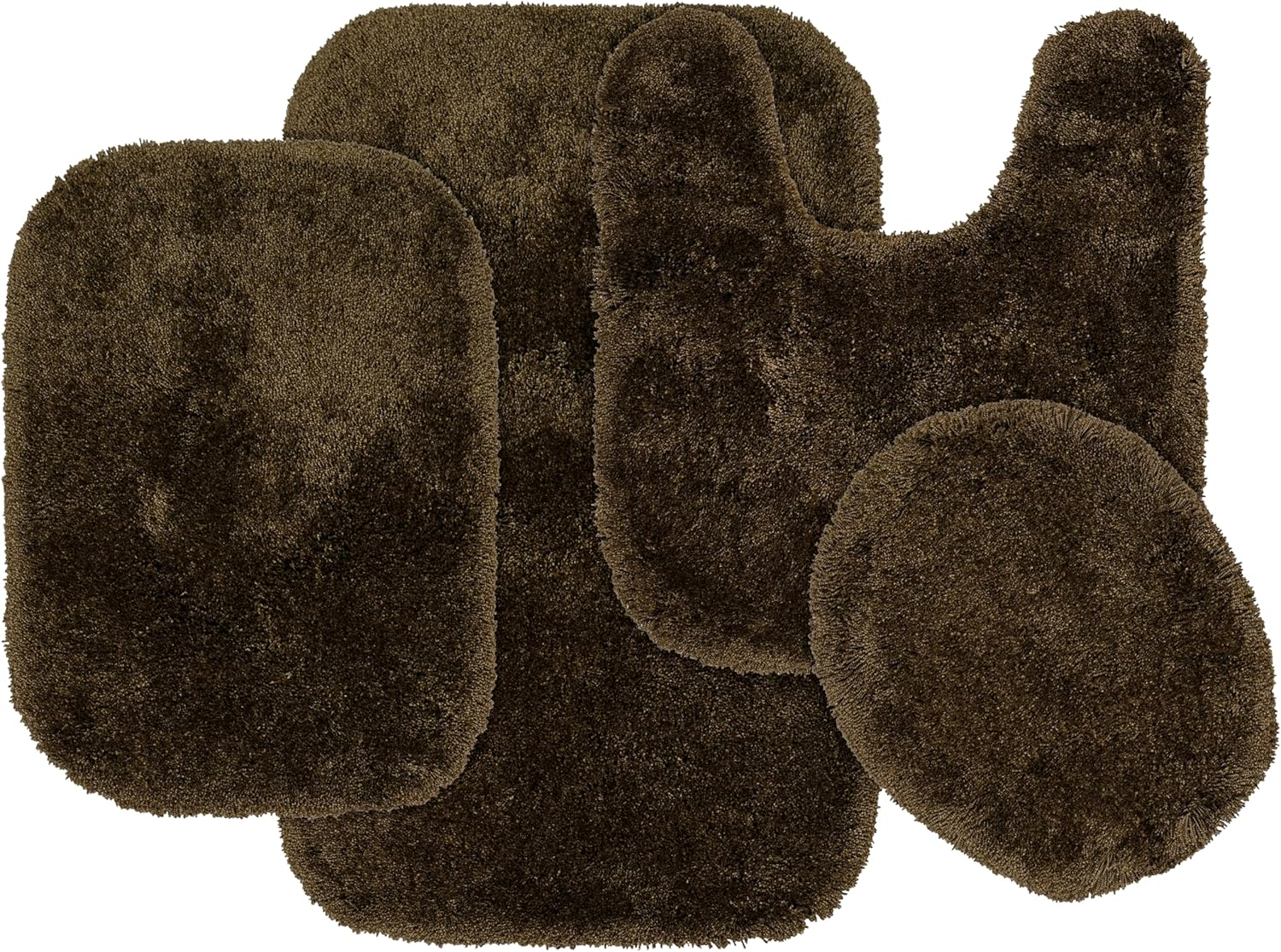 Finest Luxury Brown Chocolate 4-Piece Ultra Plush Washable Bath Rug Set