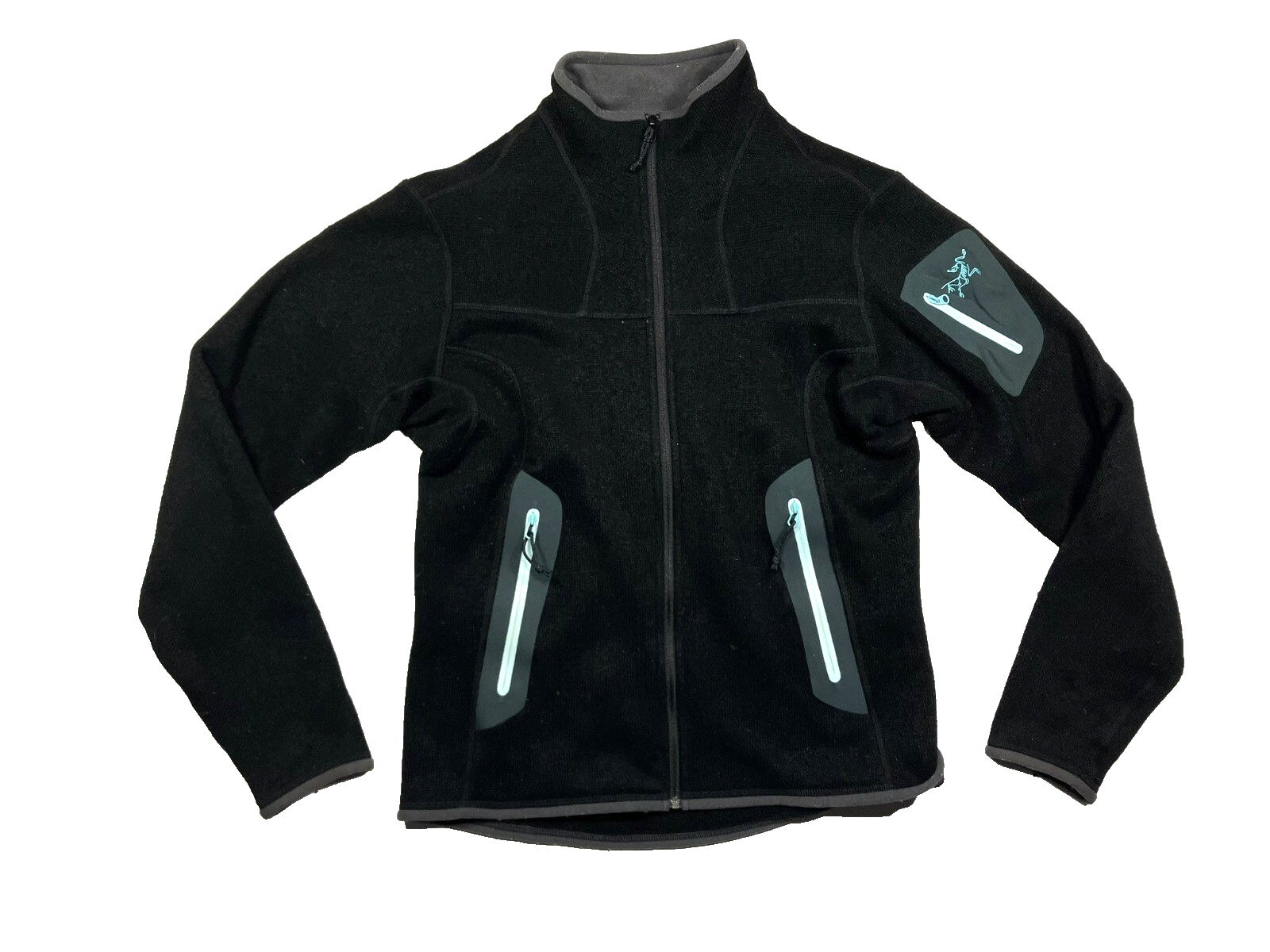 ARC'TERYX Nero Blu Caldo COVERT CARDIGAN PILE JACKET Escursione Palestra Cappotto Donna M