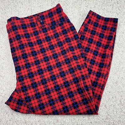 Terra & Sky Red Plaid Leggings Sz 3X Pull On Holiday Buffalo Check Cozy GT34
