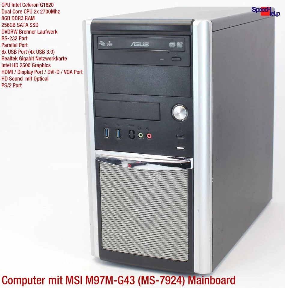 MSI H97M-G43 MS-7924 Celron G1820 Paralle Puerto RS-232 Ordenador PC Windows 10 - Imagen 2 de 4