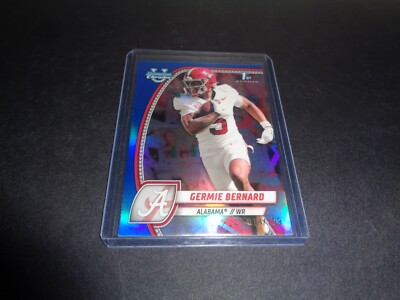 Germie Bernard 2024 Bowman Chrome U 1st Rookie BLUE REFRACTOR SSP/199! ALABAMA!