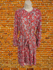 GAP SIZE MEDIUM M RED FLORAL PRINT LONG SLEEVE BUTTON FRONT CASUAL SHIRT DRESS