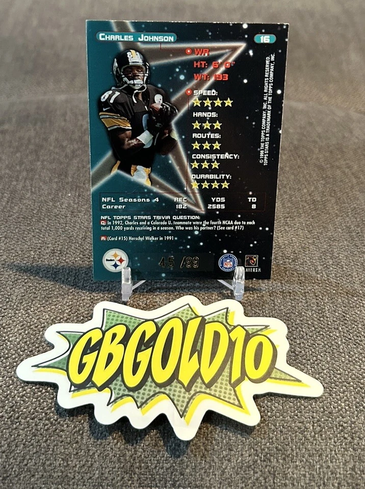 1998 Topps Stars Gold /1999 Charles Johnson #16 - Image 2 of 3