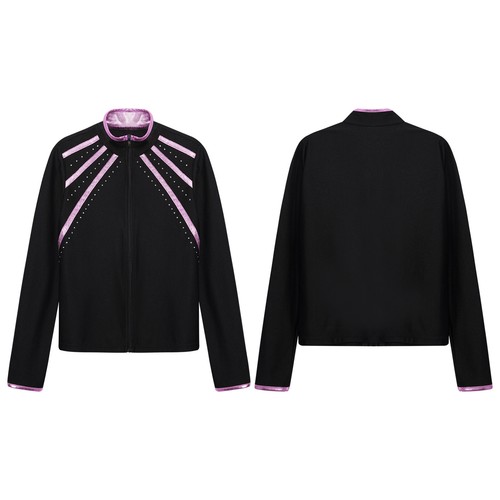 Kids Girls Jacket Skating Sweatshirt Performance Costume Gymnastics T-shirt Top - Picture 23 of 59