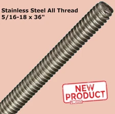 Stainless Steel All Thread 5/16-18 x 36" Threaded Rod Grade 18-8 3 Ft Length NEW