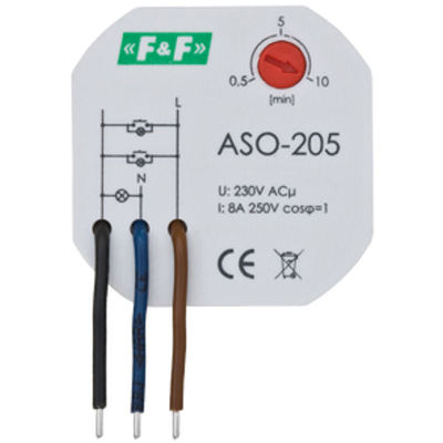 Treppenlichtzeitschalter für Unterputz Einbau 230V 10A elektronisch F&F ASO-205