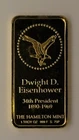 RARE 1975 DWIGHT EISENHOWER-HAMILTON MINT-999 1 OZ OUNCE SILVER ART ROUND BAR GP
