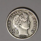 1915 P Barber Dime 10C Cents Coin Silver, VF+!