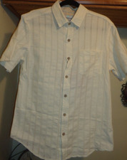 QUIKSILVER WATERMAN COLLECTION IVORY TEXTURED WOVEN SHORT SLEEVE SHIRT NEW SZ M