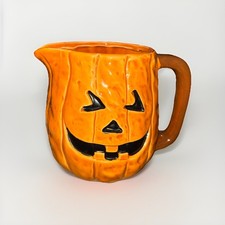 Vintage Halloween Jack-O-Lantern Ceramic Pitc...