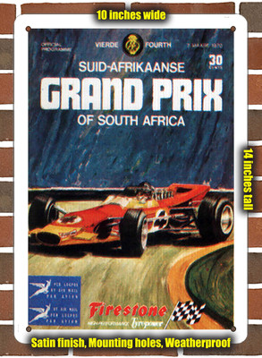 Metal Sign - 1970 Kyalami Grand Prix Circuit Racing Program - 10x14 inches