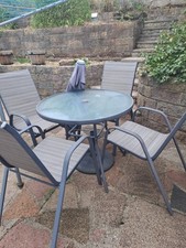 Outdoor Garden Dinning Set, Table, Chairs and Parasol