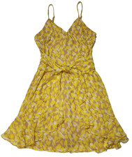 All in Favor Women Tan-Yellow Dress Above the Knee, Spaghetti Straps Sundress S