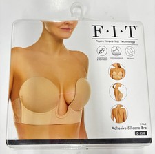 FIT Adhesive Backless Strapless U Plunge Bra Light/Beige US Size D Cup