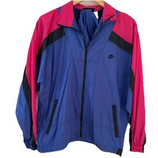Vintage 90s Nike Women's Windbreaker Track Jacket Size M Color Block Retro