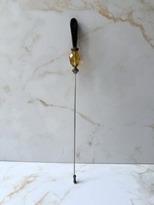 Vintage Art Deco Hat Pin Amber Glass Bead Early Plastic Handle Stick Pin 1930s 1