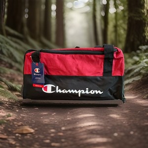 Champion Gym Bag Zip Polyester Red Black Adjustable Strap Duffel Bag NWT. E210