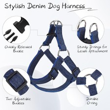 Dog Harness Leash Set,Adjustable No Pull Step in Dog Harness Blue 