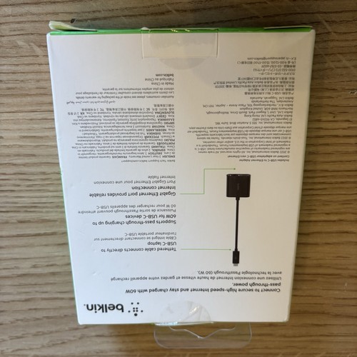 BELKIN USB-C to Ethernet + Charge Adapter 60W / USB-C & Thunderbolt 3 - Picture 4 of 4