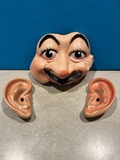 1960's French Haloween Mask Dress Up Plastic Mustache Half Mask & Ears- Jh