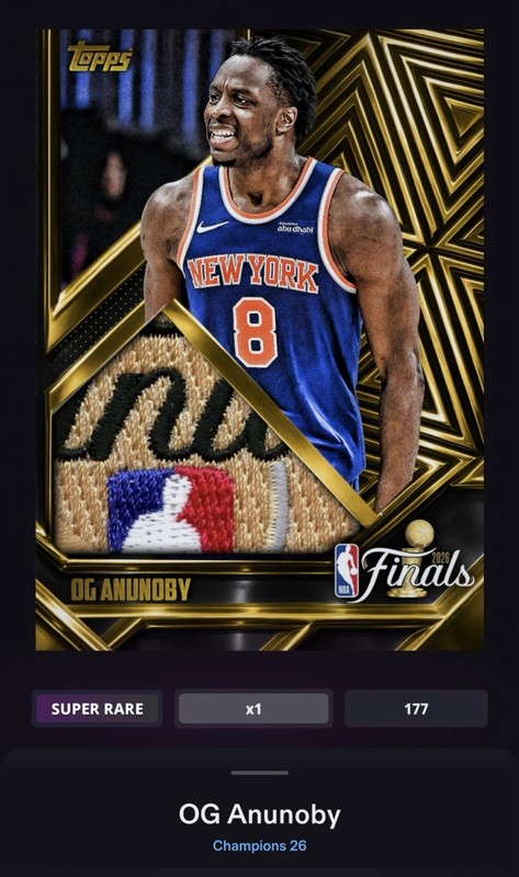 2026 Topps Champions 26 Finals digital Memorabilia OG Anunoby NY Knicks #177