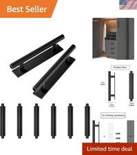 Self-Stick Push Pull Helper Black Hidden Cabinet Handles ABS Plastic Door Win...