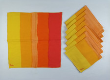 Vintage Vera Neumann Mod Yellow Orange Red Rainbow MCM Cloth Napkins Set Of 8