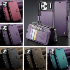 For iPhone 17 Pro Max 16 15 14 13 12 Mag Safe Leather Magnetic Flip Card Case