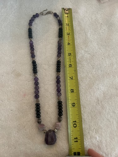 COLLANA TAOS ART GALLERY VINTAGE ARGENTO STERLING AMETISTA ONICE NERO $300 vedi tutto! - Foto 5 di 5