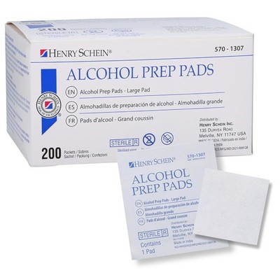 Henry Schein Large Alcohol Wipes 200 Box Sterile 70% Isopropyl Pads